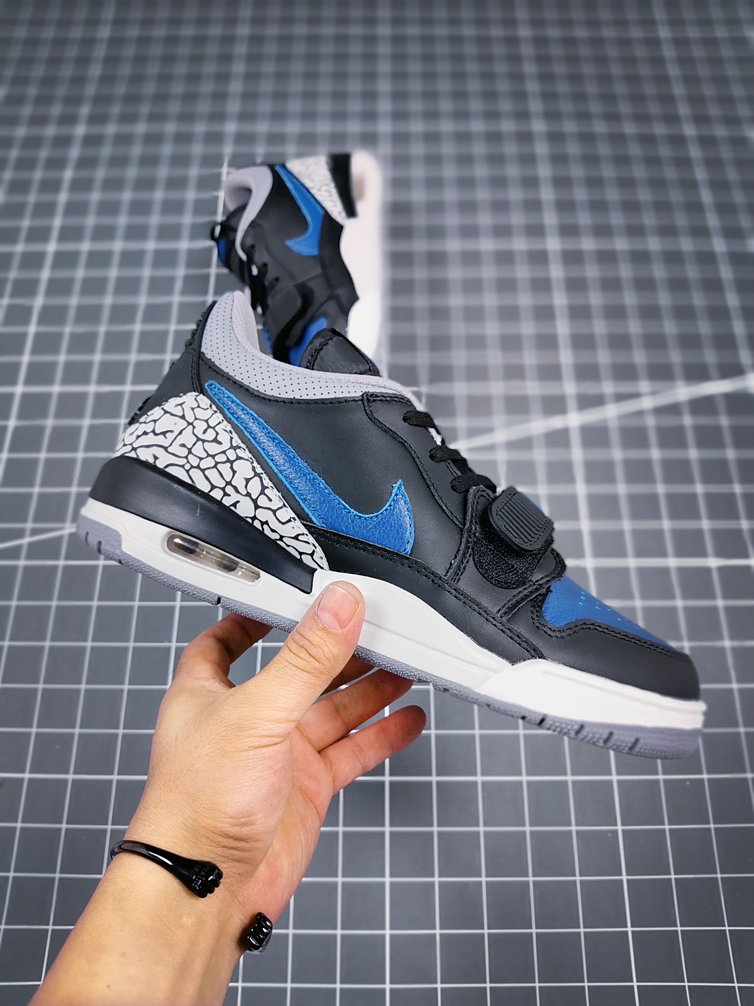2021 Jordan Legacy 312 Low Black Cement Blue Shoes